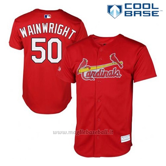 Maglia Baseball Uomo St. Louis Cardinals Adam Wainwright 50 Rosso Cool Base